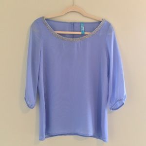 Blouse with Embellished Neckline